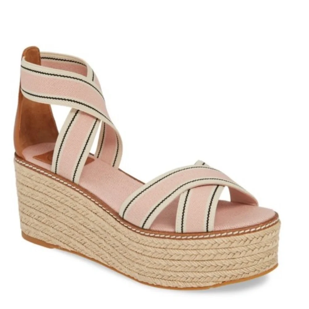 Tory Burch Freida Espadrille Wedge Pink 9